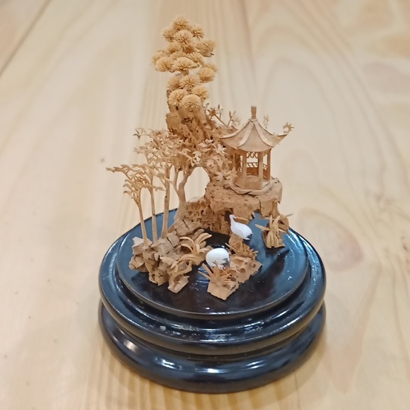 New Vintage Chinese Cork Carving Scenery Picture Sculpture Display - Picture 4 of 16